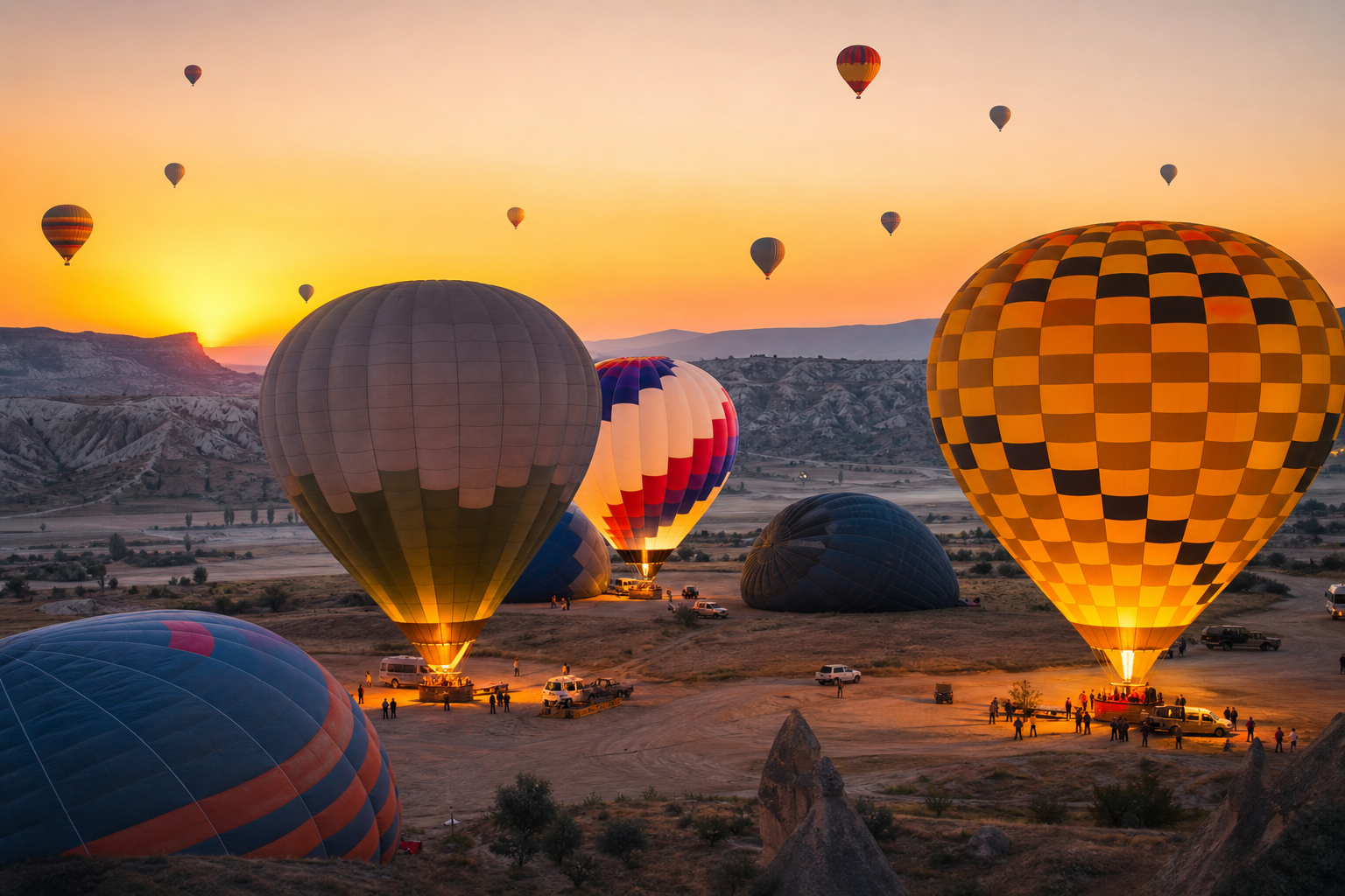 Uchisar Castle balloon flight view